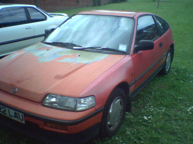 my crx; paints flaked from the bonnet